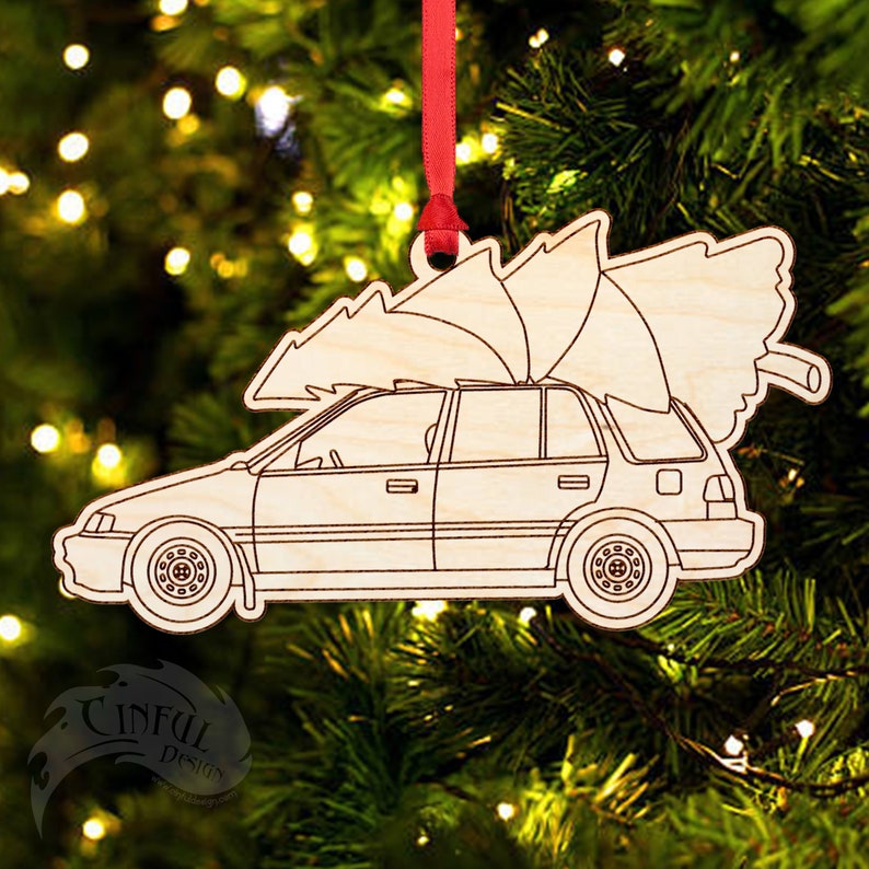 Car Christmas Ornament 1G civic, CRX, EF Hatch, EF Wagon, Prelude, Civic Sport, Integra EF Wagon - Maple