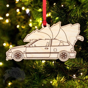 Car Christmas Ornament 1G civic, CRX, EF Hatch, EF Wagon, Prelude, Civic Sport, Integra EF Hatch - Maple