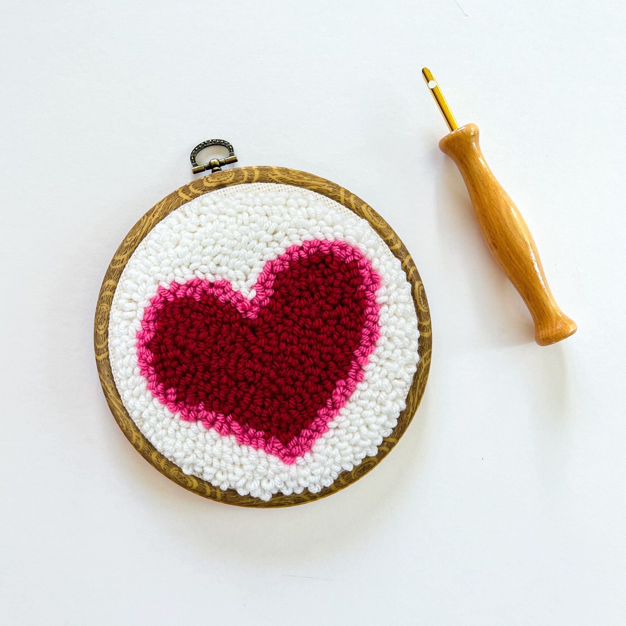 Pink Heart Punch Needle Kit