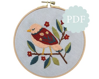 Folk Bird Embroidery Digital Guide | Pattern | Stitching