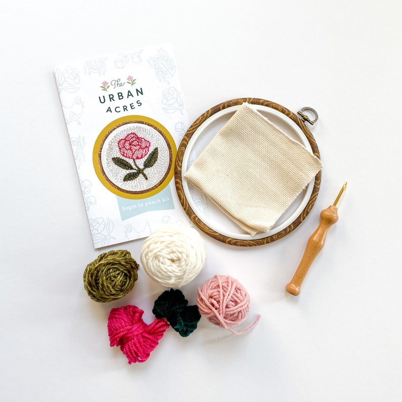 Peony Punch Needle Kit for Beginners All Materials Included Video Instructions image 2