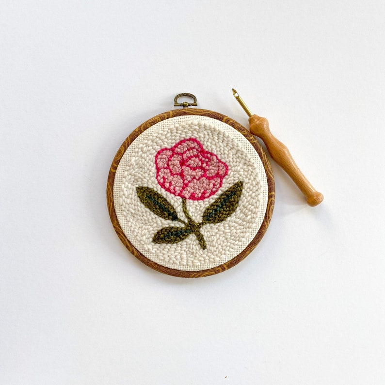 Peony Punch Needle Kit for Beginners All Materials Included Video Instructions image 1