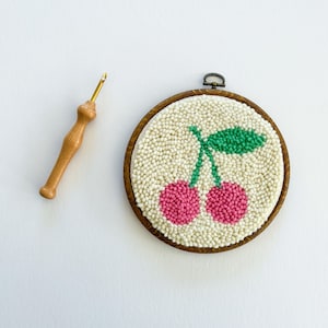 Punch Needle Kit for Beginners | Cherries | Spring | Gift | Crafter's Gift | Embroidery