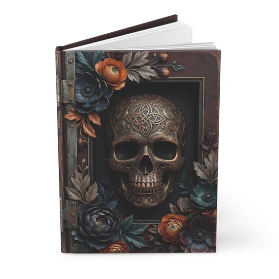 Celtic Skull Floral Journal Hardcover | Vintage Steampunk Notebook | Antique Diary | Lined or Blank Pages