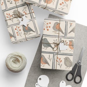 Hand-Drawn Bird Gift Wrap Roll | Bird Lover Wrapping Paper | Large-Scale Pattern