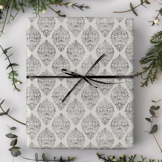 Elegant Damask Gift Wrap Roll | Vintage Floral Wrapping Paper