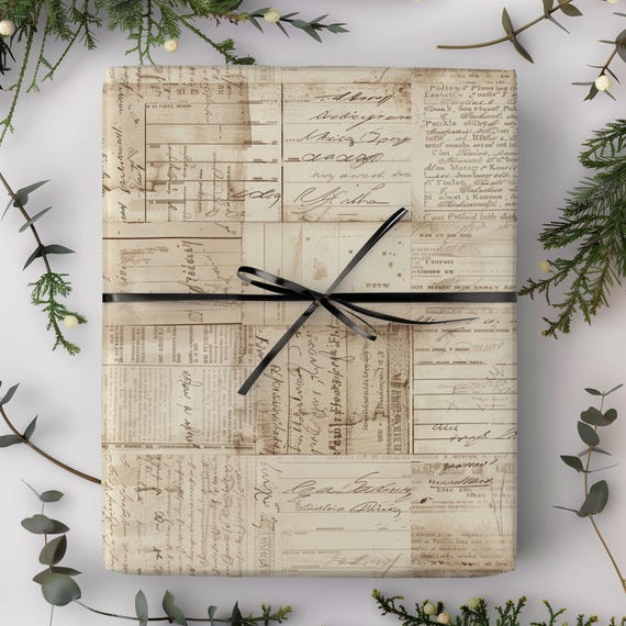 Antique Pages Gift Wrap Roll | Vintage Notes Wrapping Paper