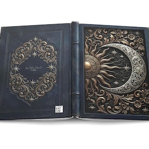 Sun and Moon Lined Hardcover Journal | Pocket Notebook | Vintage Grimoire Diary