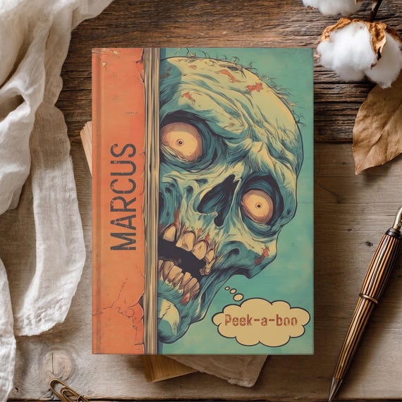 Peeking Zombie Journal | Retro Horror Comic-inspired | Creepy Gothic Customizable Notebook