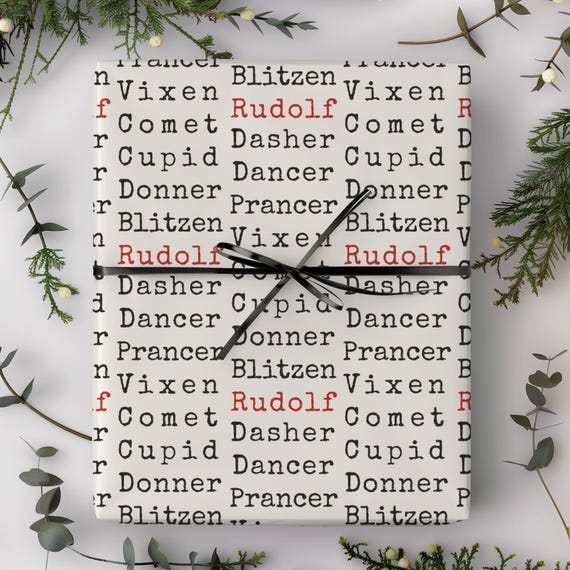 Reindeer Christmas Gift Wrap Roll | Xmas Wrapping Paper | Red Rudolf | Multiple Sizes