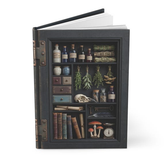 Apothecary Journal Anthracite | Vintage Hardcover Notebook | Antique Cottagecore Diary | Lined or Blank Pages