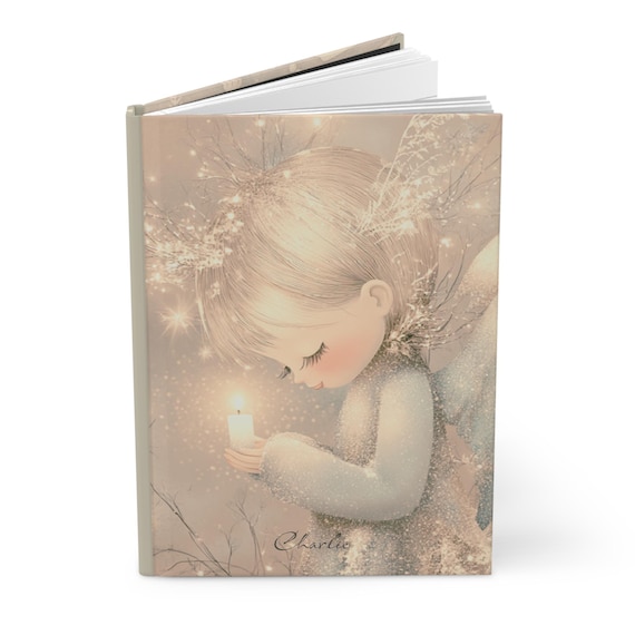 Personalized Christmas Journal for Girls | Sweet Angel Custom Notebook | Stocking Stuffer Gift | Lined or Blank Pages
