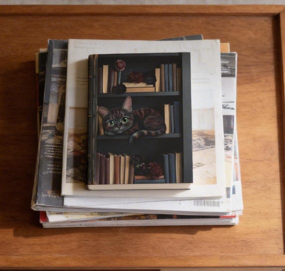 Gothic Cheshire Cat Journal | Vintage Hardcover Notebook | Antique Diary | Lined or Blank Pages