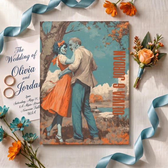Retro Zombie Love Hardcover Journal | Zombies Comic Art Hardback Notebook | Customizable First Anniversary Paper
