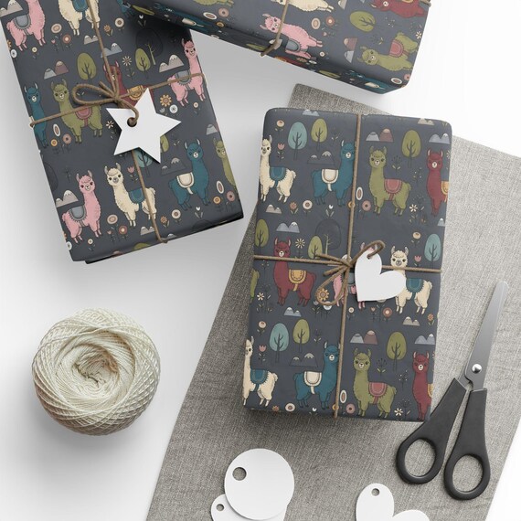 Adorable Llama Gift Wrap Roll | Cute Alpaca Wrapping Paper | Large-Scale Pattern