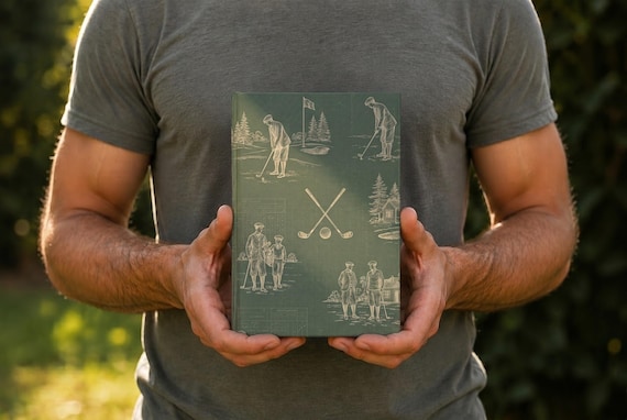 Vintage Golf Toile Pattern Hardcover Journal | Multiple Sizes | Vintage Hardback Notebook | Antique Heirloom Diary