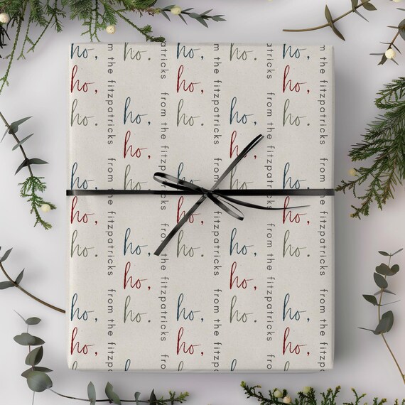 Personalized  Christmas Gift Wrap Roll | Custom Xmas Message Wrapping Paper | Choose Text & Color