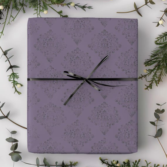 Weathered Damask Pattern Gift Wrap Roll | Multiple Colors and Sizes | Floral Wrapping Paper | Holiday, Birthday, Thank You, Any Occassion