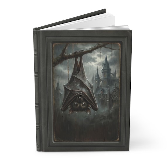 Gothic Bat Hardcover Journal | Vintage Hardback Notebook | Antique Heirloom Diary | Lined or Blank Pages