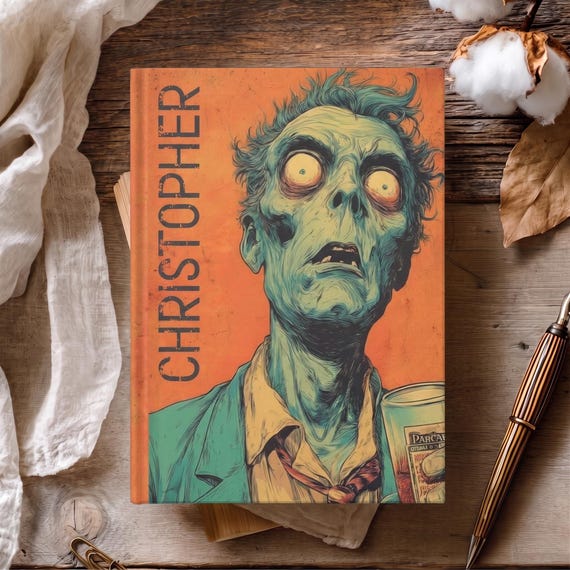 Retro Zombie Custom Notebook |  | Vintage Horror Comic Hardcover Journal | Funny Comic-inspired Zombies Gift