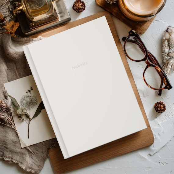 Minimalist Custom Journal | Monotone Personalized Notebook | Ivory & Charcoal Customized Professional Pocketbook