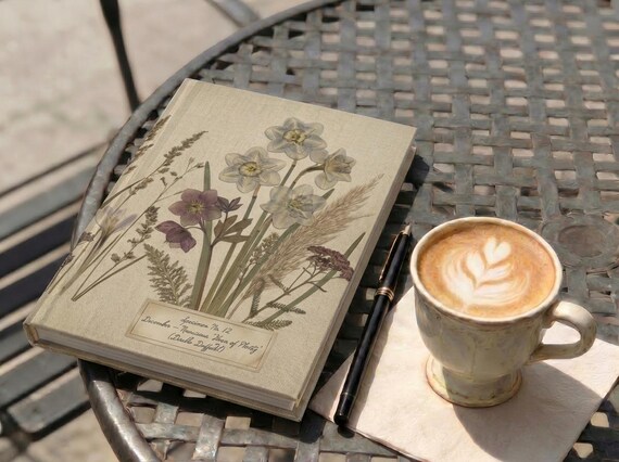 December Narcissus Birth Flower Journal | Heirloom Vintage Hardcover Notebook | Heritage Botanical Diary | Lined or Blank Pages