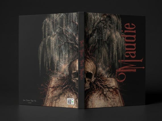 Skull & Willow Custom Journal  | Gothic Hardcover Personalized Notebook | Book of Wisdom Diary | Lined or Blank Pages