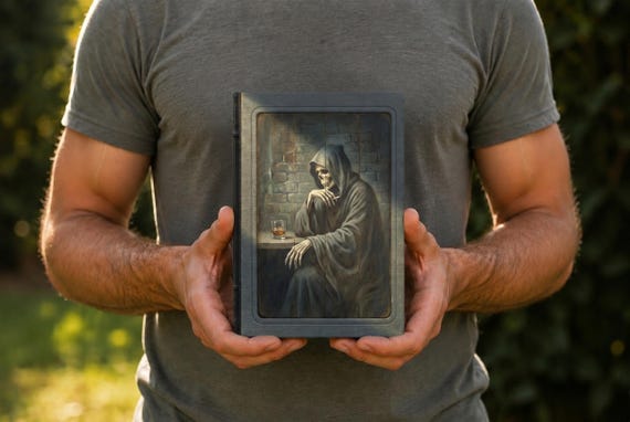 Funny Reaper After Hours Journal | Multiple Sizes | Gothic Hardback Notebook | Dark Humor Diary | Lined, Blank, Grid Dot Pages