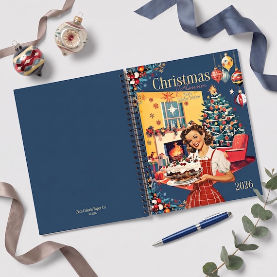 Custom Retro Holiday Planner | Eco Friendly | 72 Full-Color Pages | Hardback, Softcover, Spiral Bound