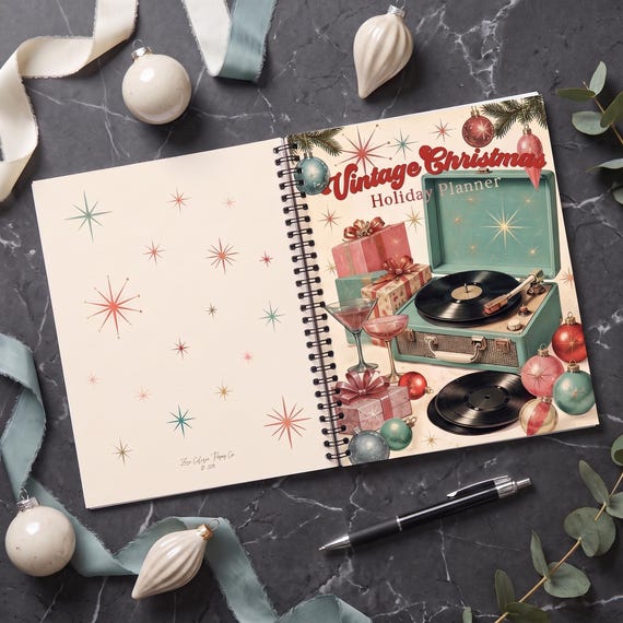 Customizable Holiday Planner | Eco Friendly Christmas Organizer | 72 Full-Color Pages | 8.5x11" Hardback, Softcover, Spiral Bound