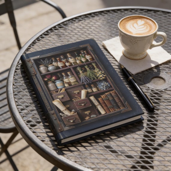Apothecary Journal Indigo | Vintage Hardcover Notebook | Antique Cottagecore Diary | Lined or Blank Pages