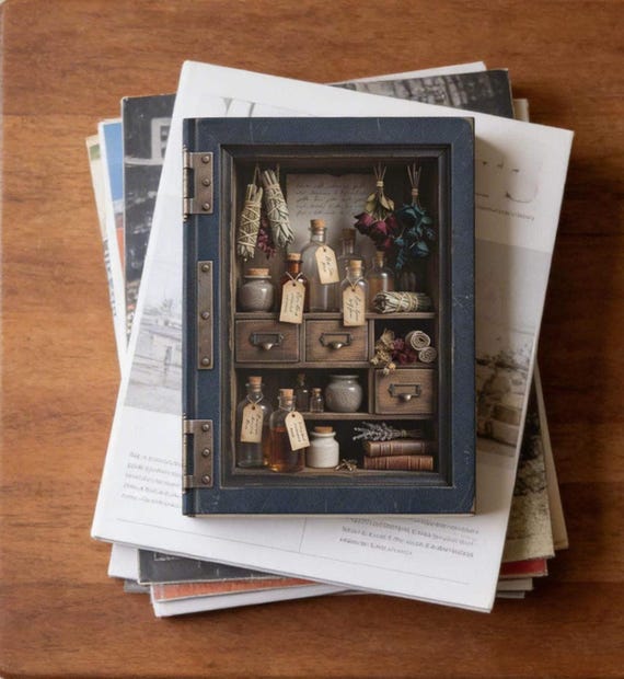 Apothecary Journal Navy | Vintage Hardcover Notebook | Antique Book Diary | Lined or Blank Pages
