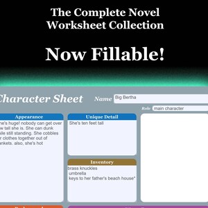 Writer's Worksheet System Fillable PDF Progress Tracker Character Sheet Novel To Do List Author Template Writing Aid Worldbuilding image 3