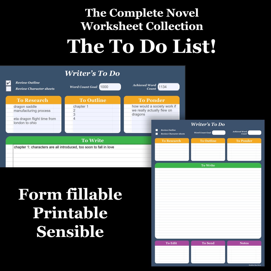 Writer's to Do List | Worksheet Binder | Writing | Novel Screenplay ...
