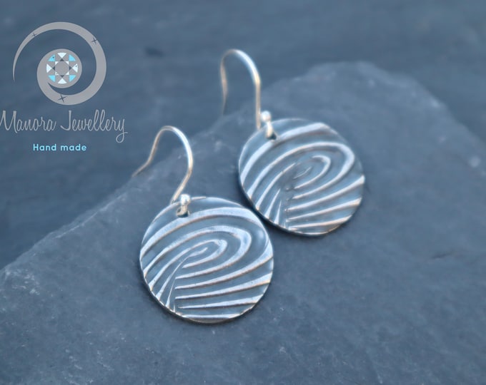 large silver disc dangle earrings, geometrical circle drop earrings fine silver jewellery