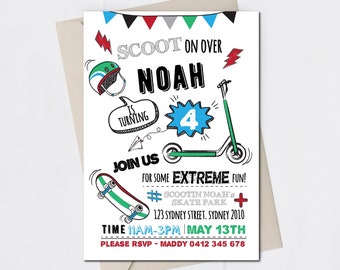 Editable skate invitation. Skateboard. Skater invitation. Corjl invitation. Teen boy. Tween boy.