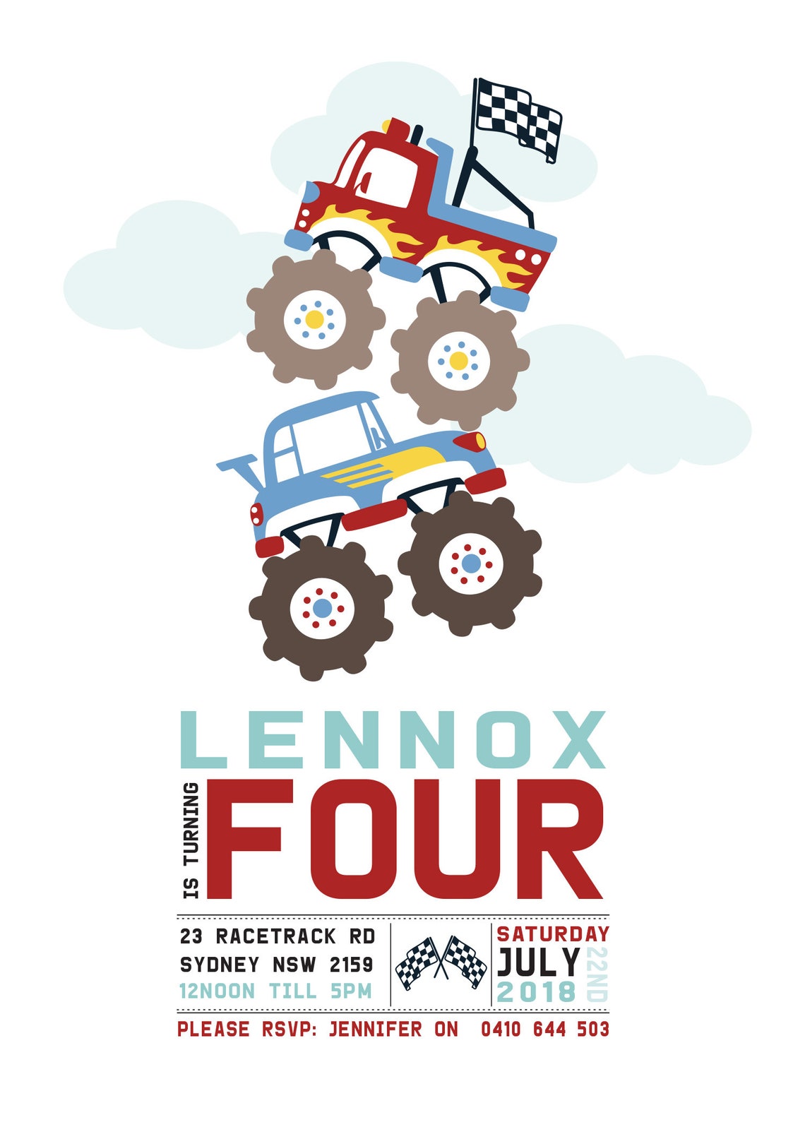 Monster Truck Party Invitation PRINTABLE Customised - Etsy