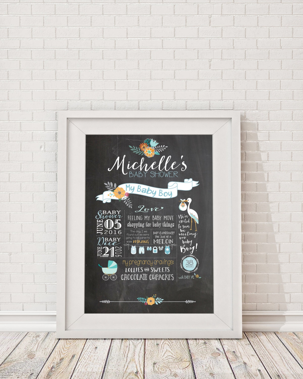 Baby Shower Chalkboard Poster Milestone Baby Shower Board Etsy