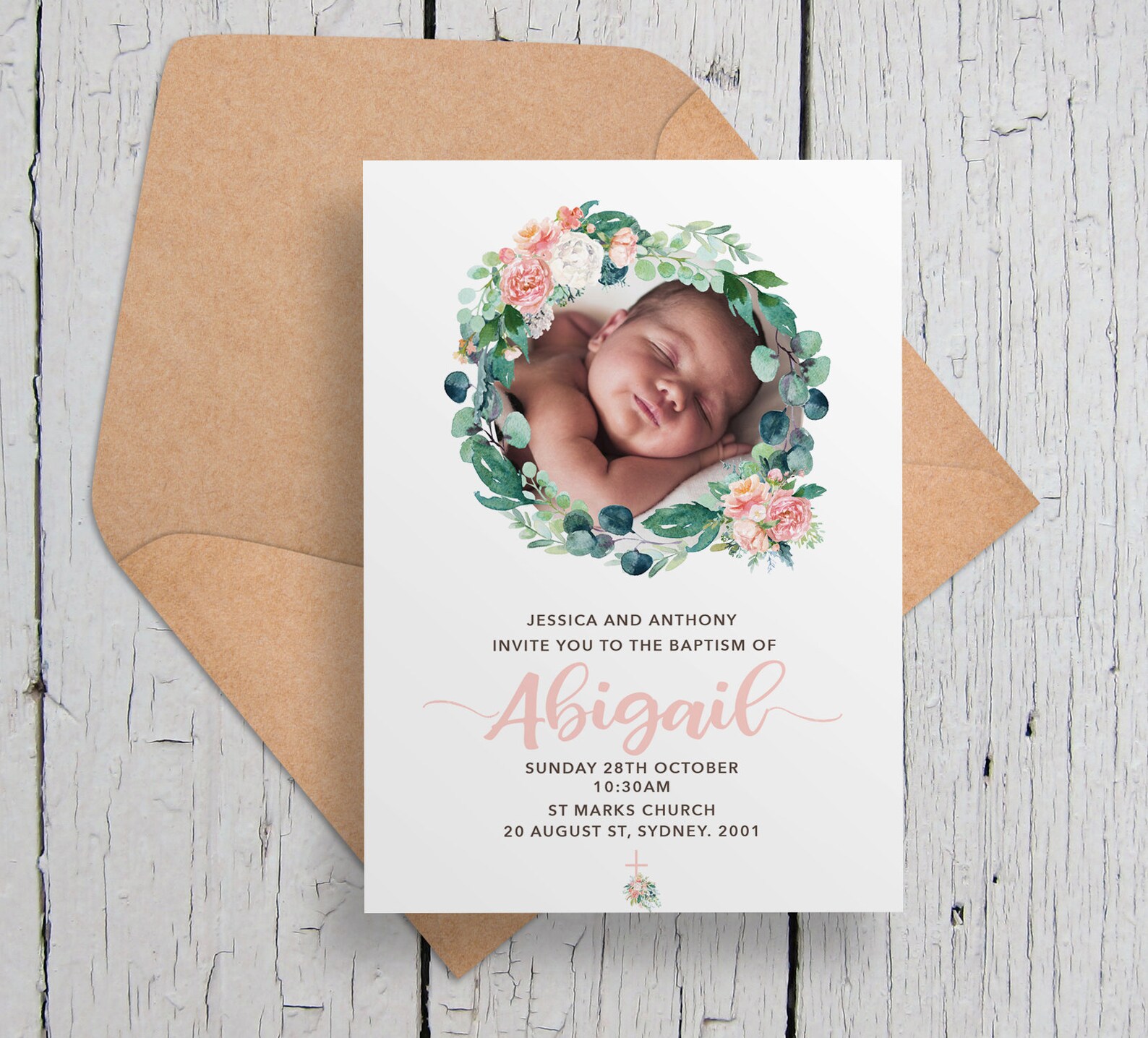 Christening Invitation INSTANT DOWNLOAD Printable. Floral - Etsy