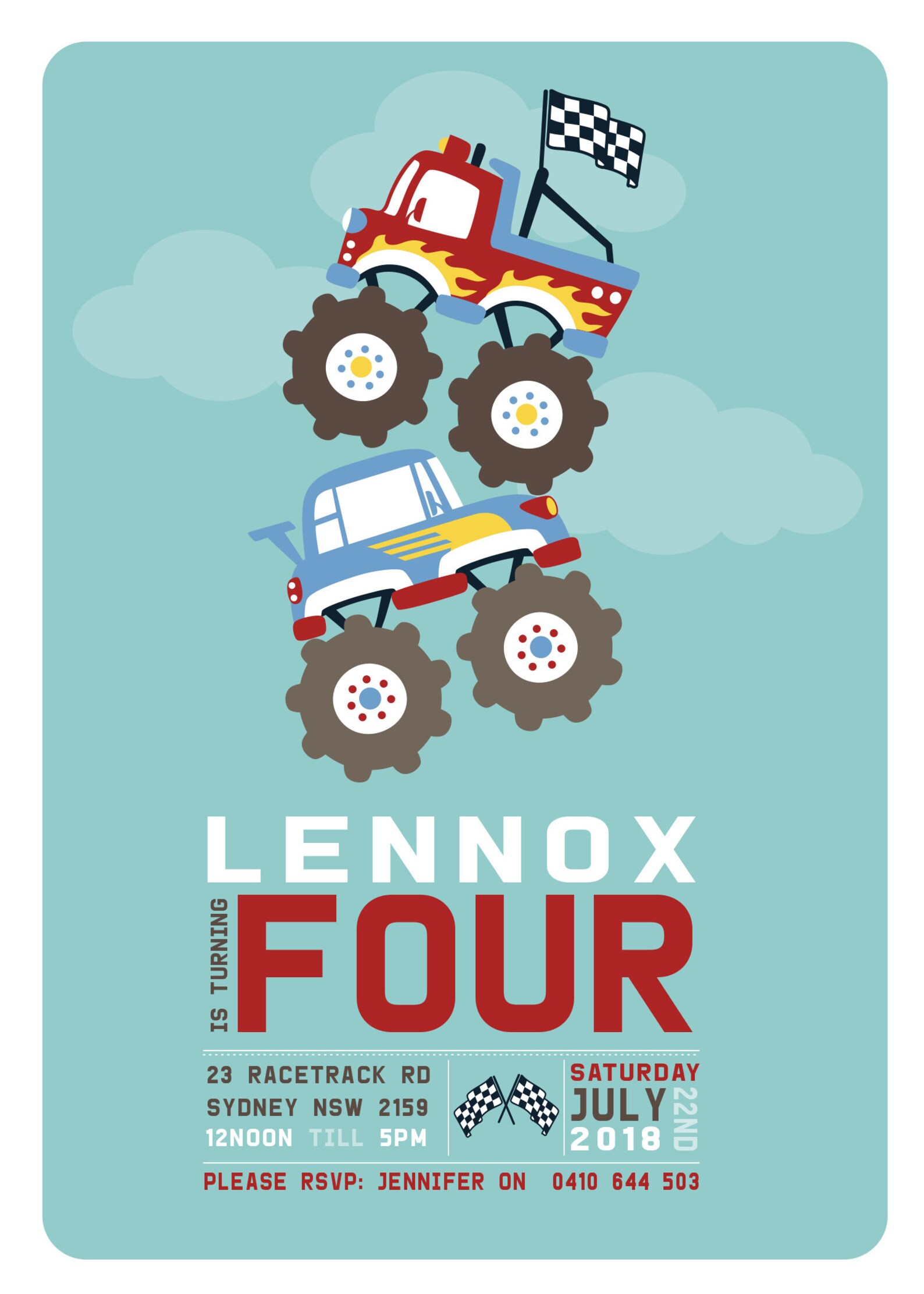 Monster Truck Party Invitation PRINTABLE Customised - Etsy