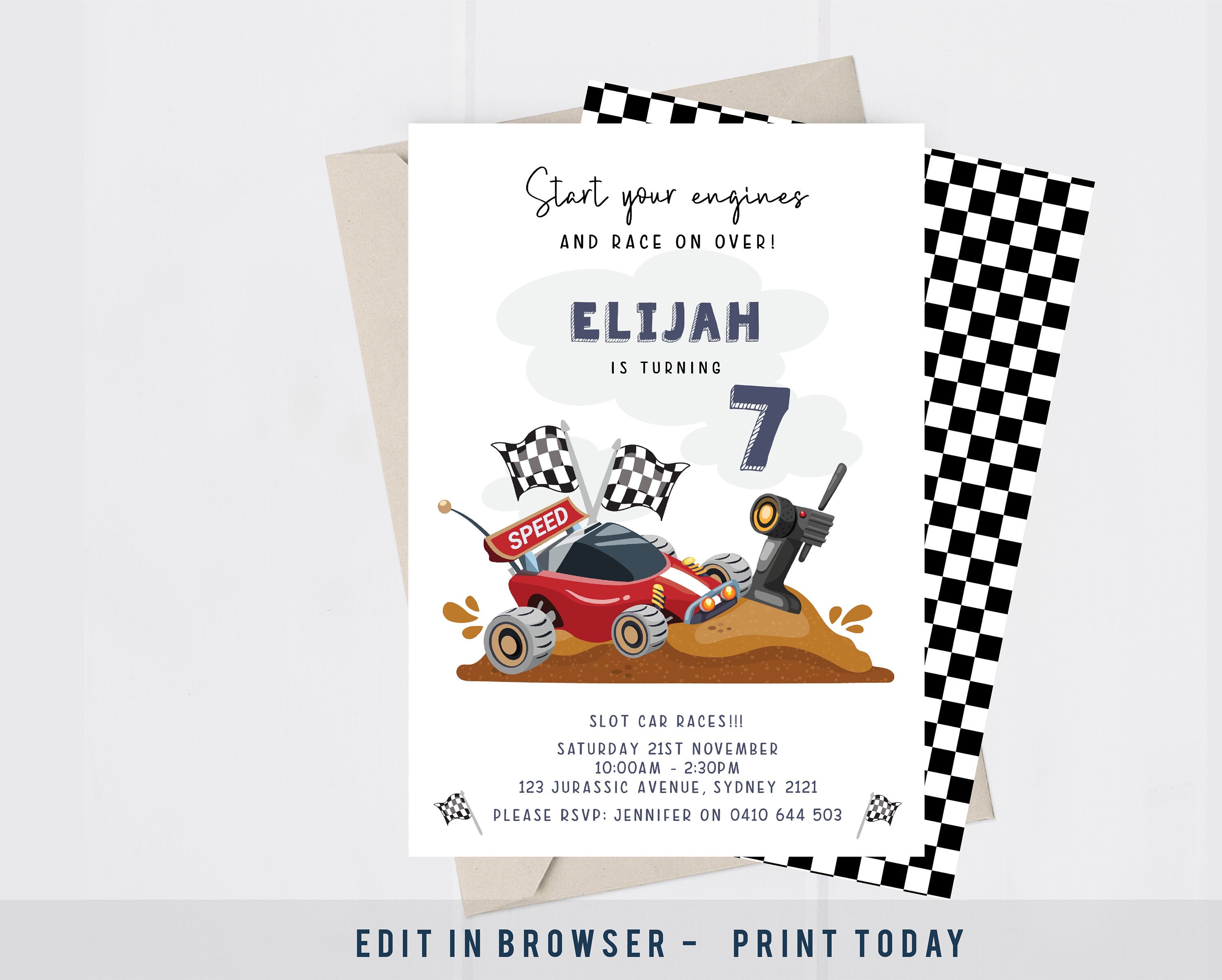 Remote Control Car Invitation. Slot Car Party. Car Invitation. Editable Invitation. Corjl. Etsy