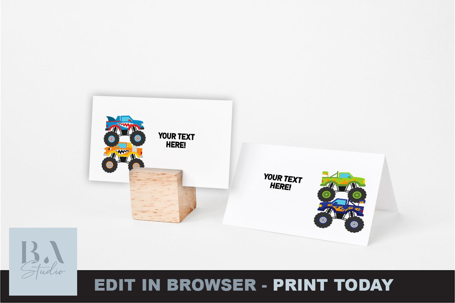 Monster truck cupcake toppers. Monster truck instant download | Etsy