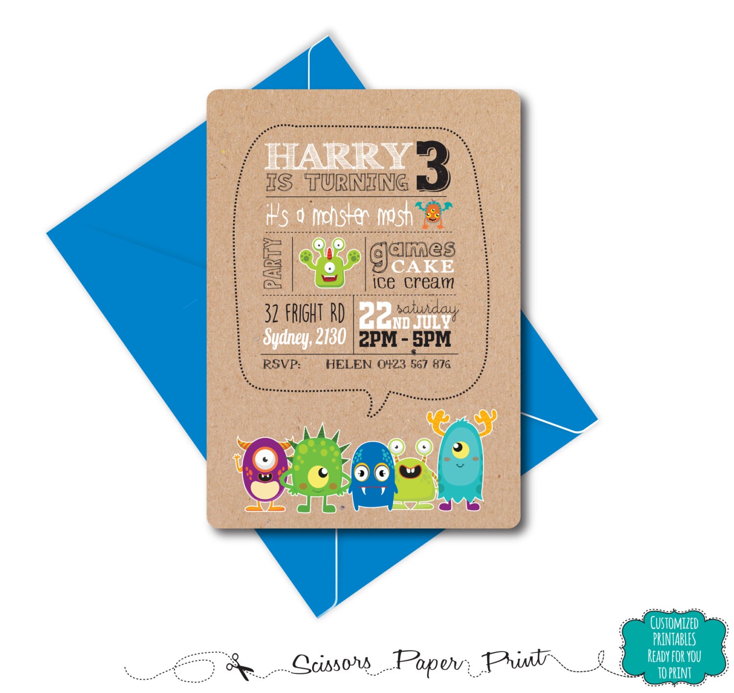 Monster Party Invitation Printable Monsters Birthday - Etsy
