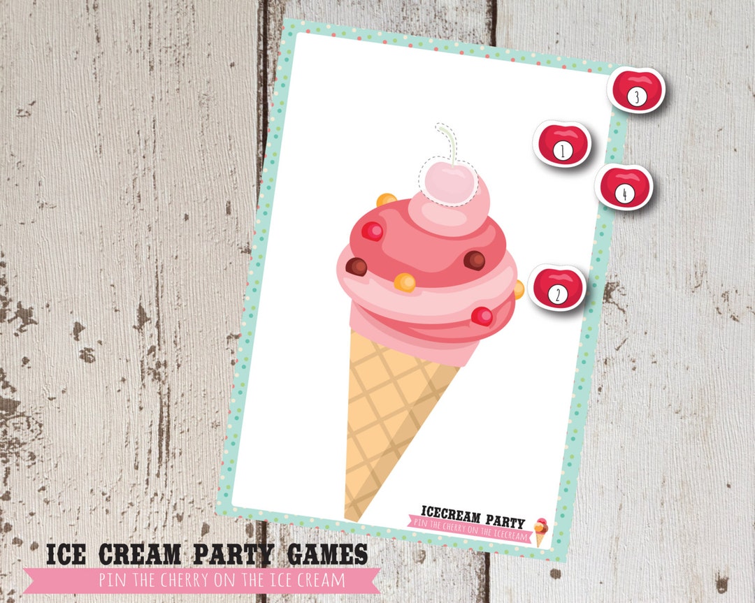 Ice Cream Party Game, Pin the Cherry on the Ice Cream, Party Printable ...