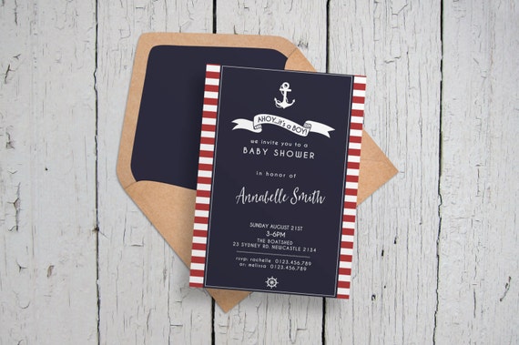 Nautical Baby Shower Printable Invitation. Ahoy It's a | Etsy