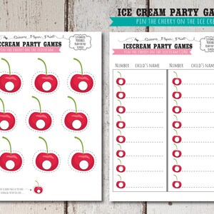 Ice Cream Party Game, Pin the Cherry on the Ice Cream, Party Printable ...