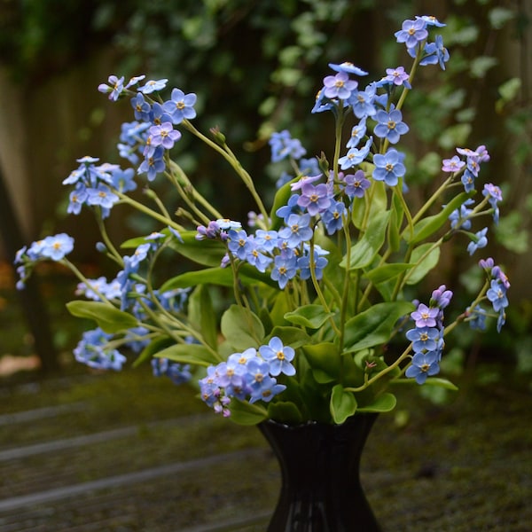 Forget-me-not flowers made of floristic polymer clay. Realistic flowers