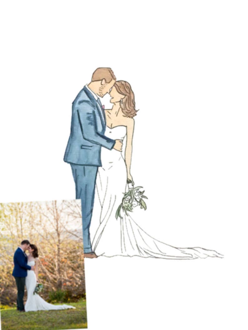 watercolour custom painting Simple wedding portrait