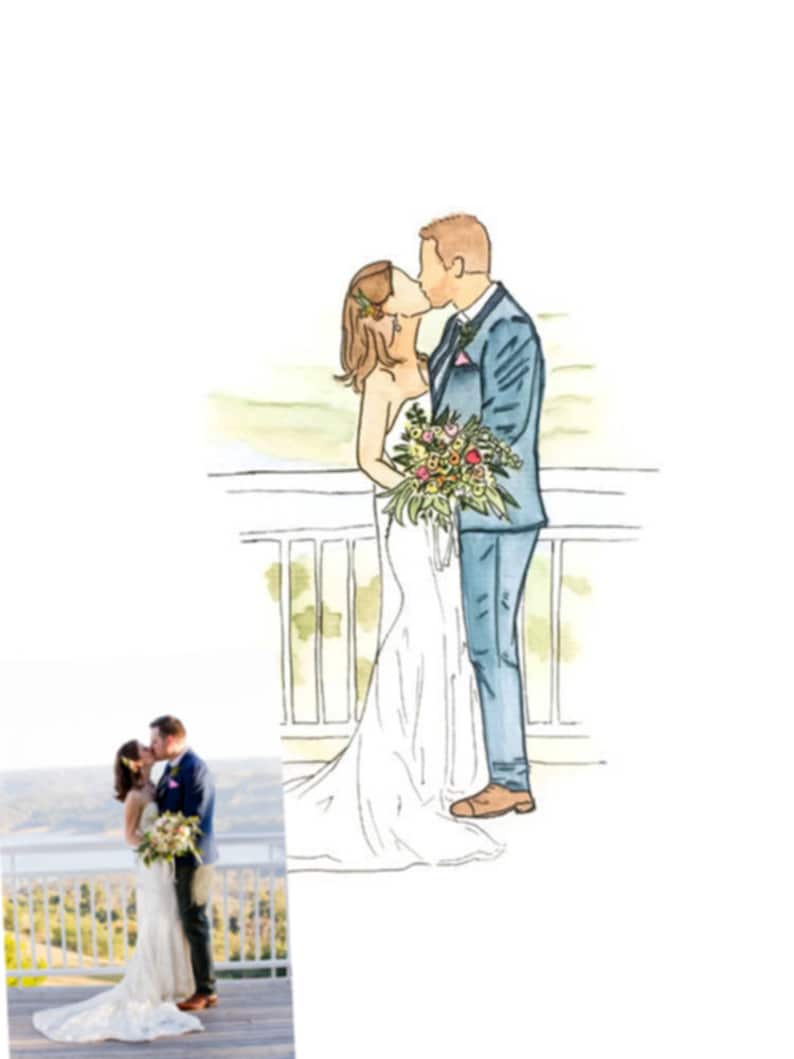 watercolour custom painting Simple wedding portrait