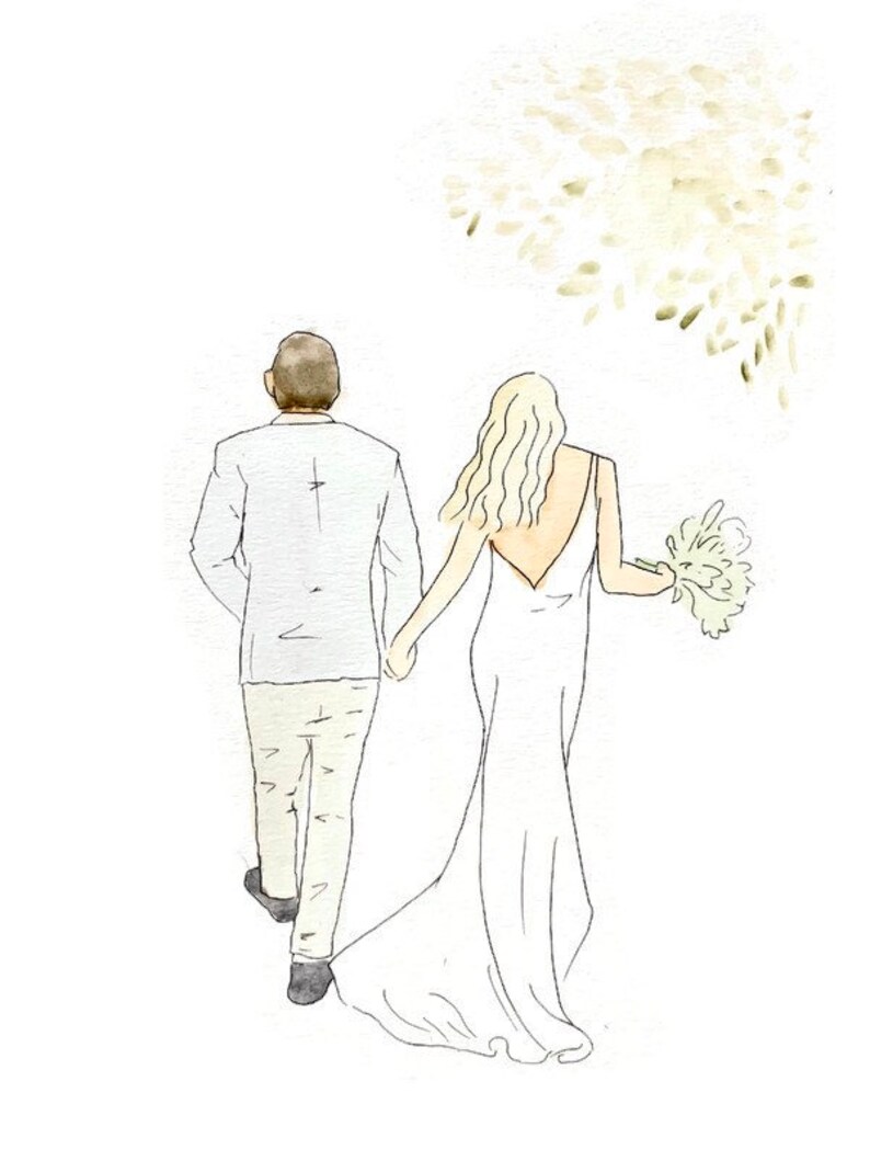 watercolour custom painting Simple wedding portrait